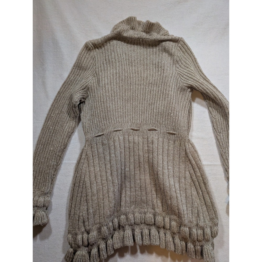 Debbie Morgan ruffle knit cardigan gray cream size L - Picture 7 of 7